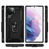 Samsung Galaxy S22 Ultra Armor backcover hoes met ringhouder Zwart