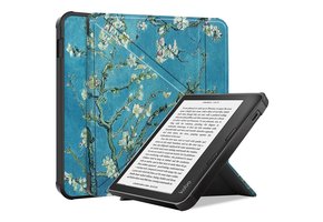 Lunso - Origami sleepcover hoes - Kobo Libra 2 (7 inch) - Van Gogh Amandelbloesem