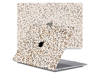 Lunso MacBook Pro 14 inch (2021-2024) cover hoes - case - Leopard Rose Gold