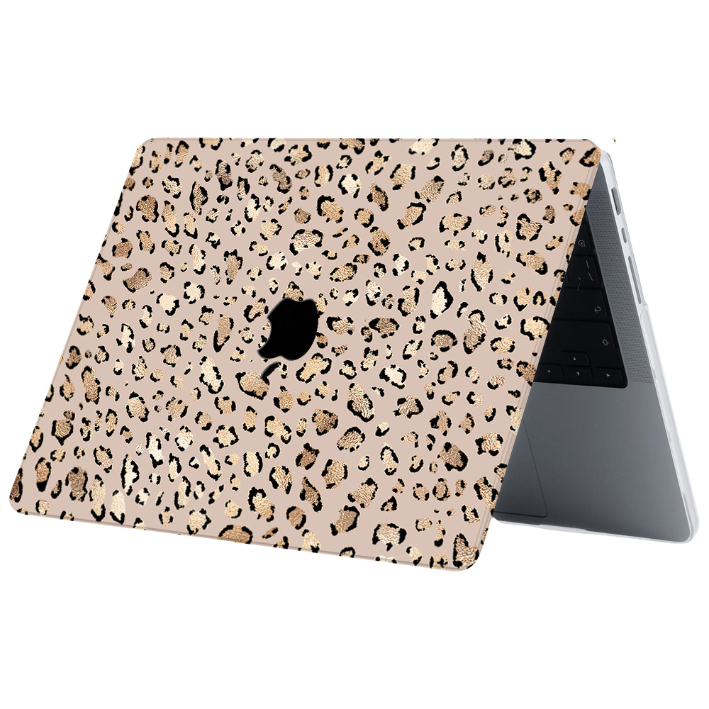 MacBook Pro 14 inch (2021) cover beschermhoes Leopard Rose Gold