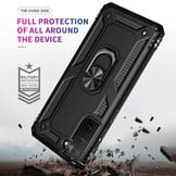 Samsung Galaxy S21 FE Armor backcover hoes met ringhouder Zwart