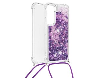 Lunso - Backcover hoes met koord - Samsung Galaxy S22 - Glitter Paars