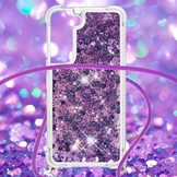 Samsung Galaxy S22 Backcover hoes Glitter Paars met koord
