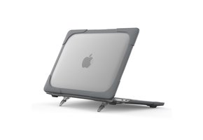 Lunso MacBook Pro 13 inch M2/M3 (2020-2022) Armor cover hoes met pootjes - Grijs