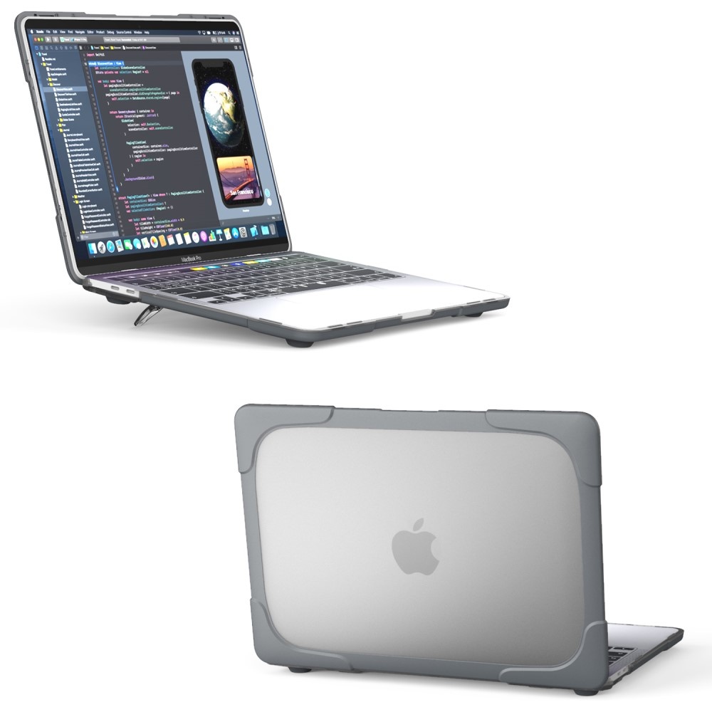 MacBook Pro 13 inch (2020-2022) Armor cover beschermhoes met pootjes Grijs