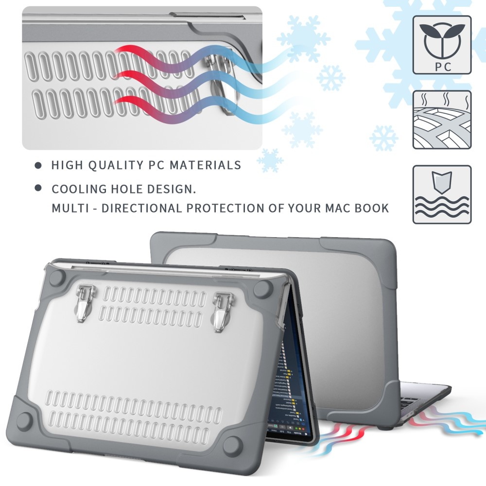 MacBook Pro 13 inch (2020-2022) Armor cover beschermhoes met pootjes Grijs