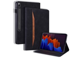 Luxe stand flip sleepcover hoes - Samsung Galaxy Tab S7 / S8 - Zwart