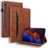 Samsung Galaxy Tab S7 en Samsung Galaxy Tab S8 Luxe stand flip sleepcover hoes Bruin