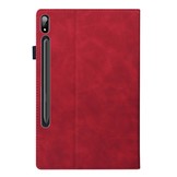 Samsung Galaxy Tab S7 Plus en Samsung Galaxy Tab S8 Plus Luxe stand flip sleepcover hoes Rood
