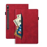 Samsung Galaxy Tab S7 Plus en Samsung Galaxy Tab S8 Plus Luxe stand flip sleepcover hoes Rood