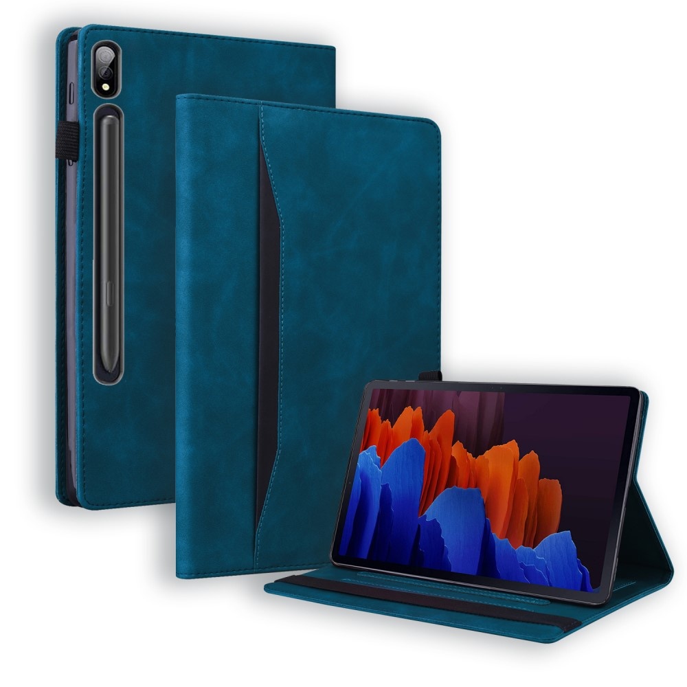 Samsung Galaxy Tab S7 Plus en Samsung Galaxy Tab S8 Plus Luxe stand flip sleepcover hoes Blauw