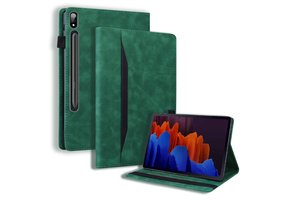 Luxe stand flip sleepcover hoes - Samsung Galaxy Tab S7 Plus / S8 Plus - Groen