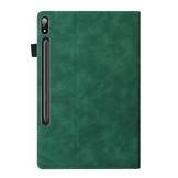 Samsung Galaxy Tab S7 Plus en Samsung Galaxy Tab S8 Plus Luxe stand flip sleepcover hoes Groen