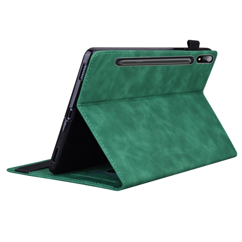 Samsung Galaxy Tab S7 Plus en Samsung Galaxy Tab S8 Plus Luxe stand flip sleepcover hoes Groen