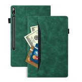 Samsung Galaxy Tab S7 Plus en Samsung Galaxy Tab S8 Plus Luxe stand flip sleepcover hoes Groen