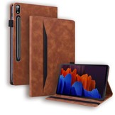 Samsung Galaxy Tab S7 Plus en Samsung Galaxy Tab S8 Plus Luxe stand flip sleepcover hoes Bruin