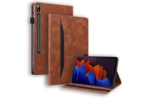 Luxe stand flip sleepcover hoes - Samsung Galaxy Tab S7 Plus / S8 Plus - Bruin