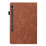 Samsung Galaxy Tab S7 Plus en Samsung Galaxy Tab S8 Plus Luxe stand flip sleepcover hoes Bruin
