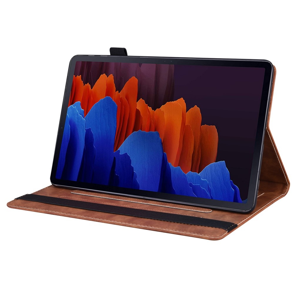 Samsung Galaxy Tab S7 Plus en Samsung Galaxy Tab S8 Plus Luxe stand flip sleepcover hoes Bruin