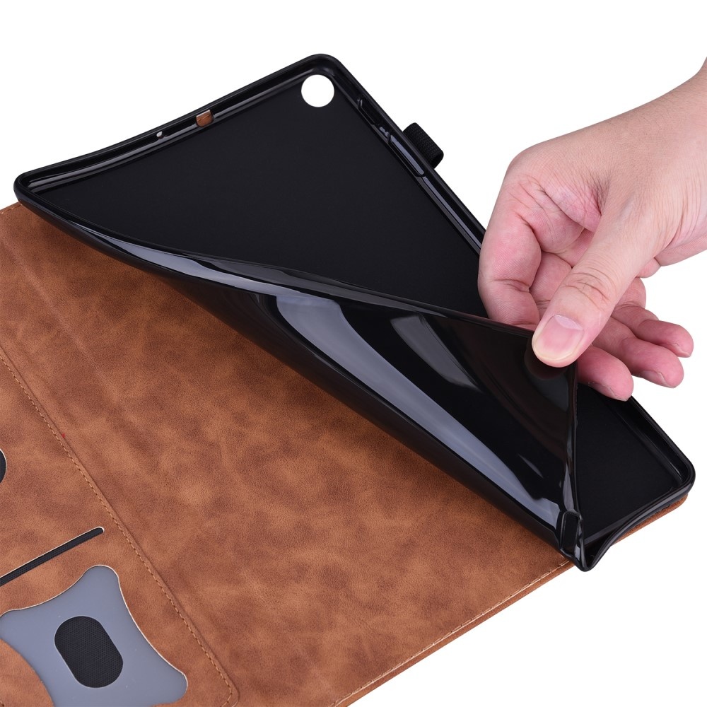 Samsung Galaxy Tab S7 Plus en Samsung Galaxy Tab S8 Plus Luxe stand flip sleepcover hoes Bruin
