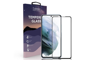Lunso - Gehard Beschermglas - Full Cover Tempered Glass - Samsung Galaxy S22 - Black Edge
