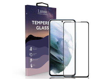 Lunso - Gehard Beschermglas - Full Cover Tempered Glass - Samsung Galaxy S22 - Black Edge