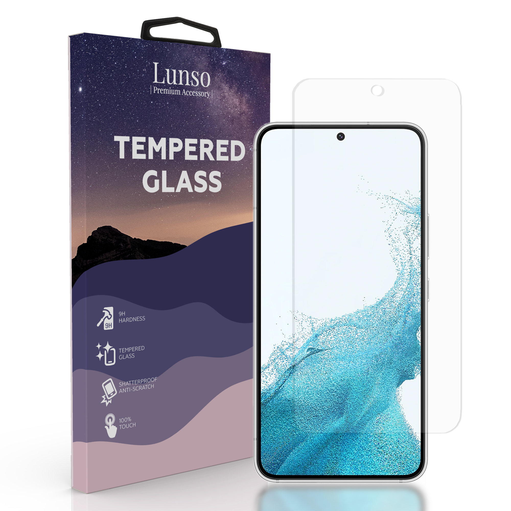 Lunso - Gehard Beschermglas - Full Cover Tempered Glass - Samsung Galaxy S22