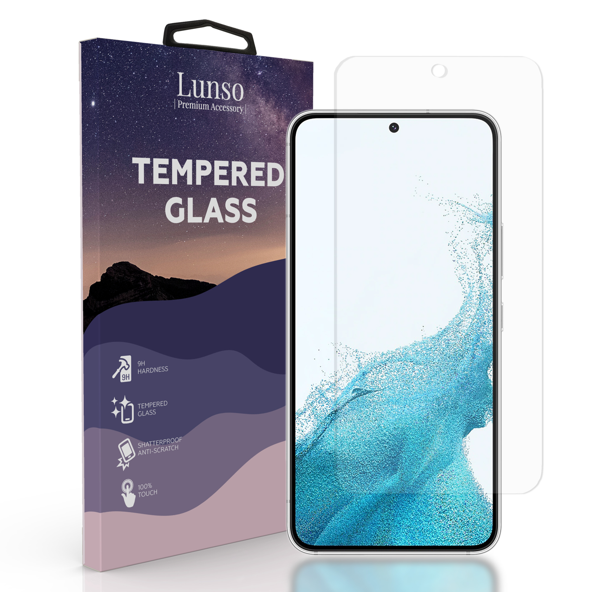 Lunso - Gehard Beschermglas - Full Cover Tempered Glass - Samsung Galaxy S22 Plus
