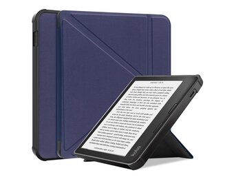 Lunso - Origami sleepcover hoes - Kobo Libra 2 (7 inch) - Donkerblauw