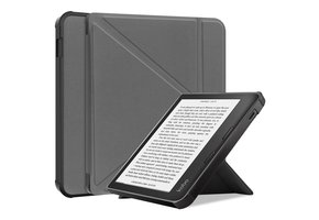 Lunso - Origami sleepcover hoes - Kobo Libra 2 (7 inch) - Grijs