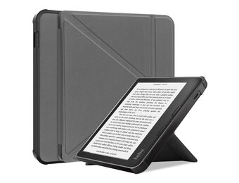 Lunso - Origami sleepcover hoes - Kobo Libra 2 (7 inch) - Grijs