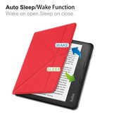Kobo Libra 2 (7 inch) Origami Sleepcover hoes Rood