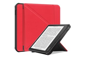 Lunso - Origami sleepcover hoes - Kobo Libra 2 (7 inch) - Rood