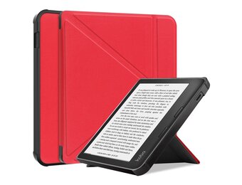 Lunso - Origami sleepcover hoes - Kobo Libra 2 (7 inch) - Rood