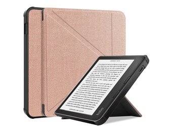 Lunso - Origami sleepcover hoes - Kobo Libra 2 (7 inch) - Rose Goud