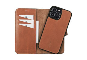 NorthLife - iPhone 13 Pro Max - Lederen Afneembare 2-in-1 bookcase hoes - Cognac