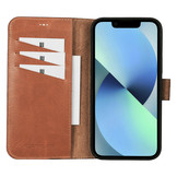 iPhone 13 Pro Max lederen afneembare 2-in-1 bookcase hoes - Cognac