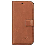 iPhone 13 Pro Max lederen afneembare 2-in-1 bookcase hoes - Cognac