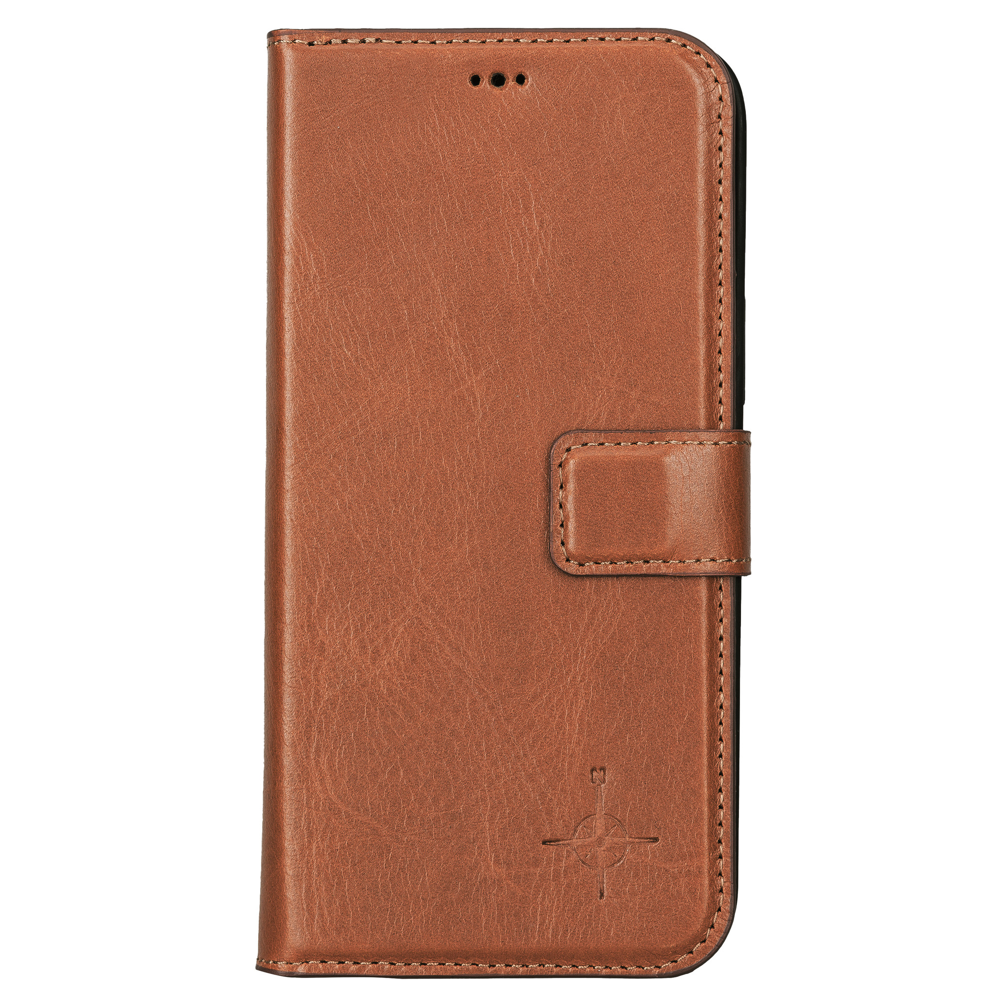 iPhone 13 Pro Max Burcht Trecht lederen uitneembare 2-in-1 (RFID) bookcase hoes Cognac