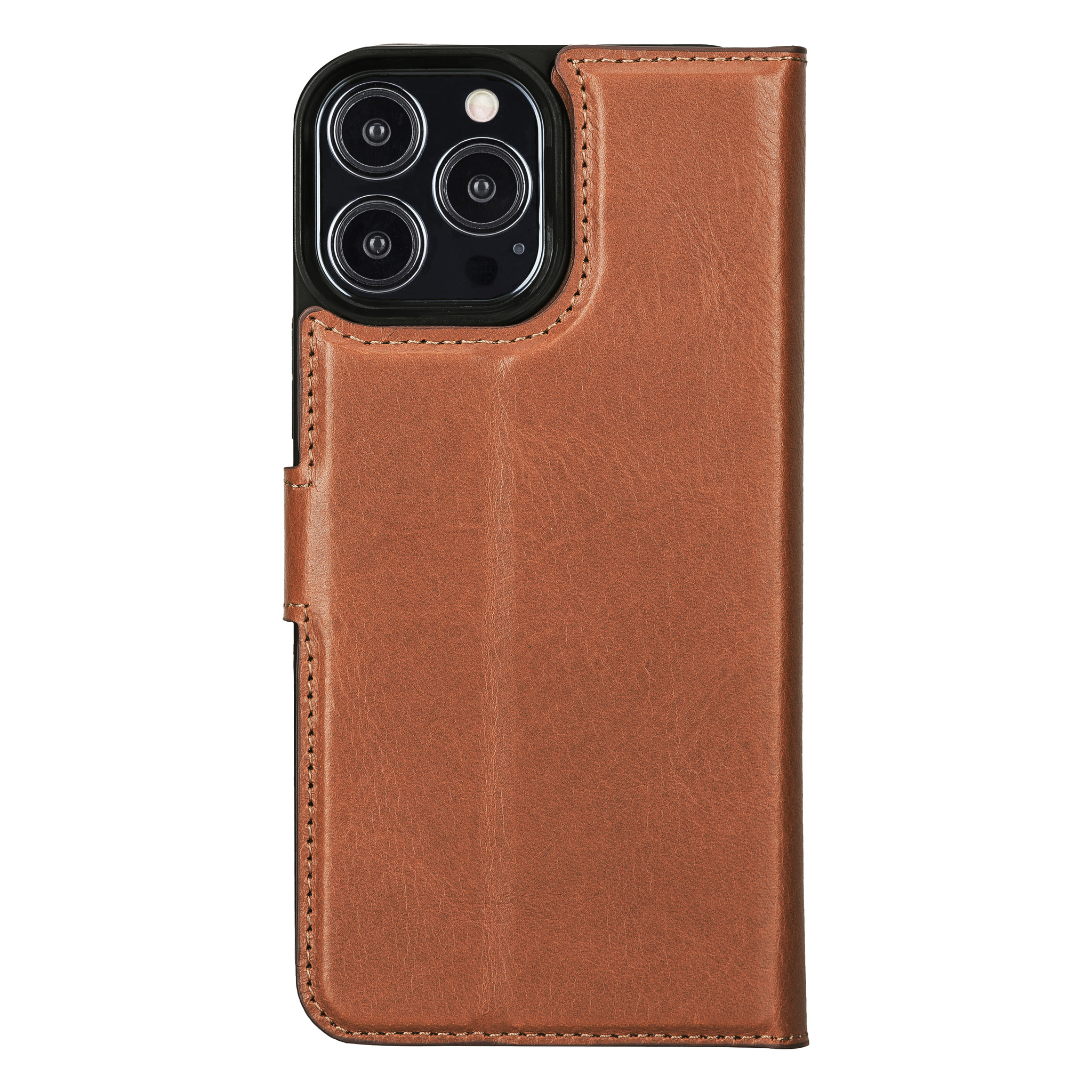 iPhone 13 Pro Max Burcht Trecht lederen uitneembare 2-in-1 (RFID) bookcase hoes Cognac