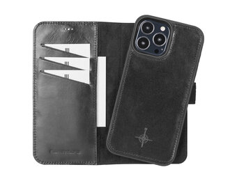NorthLife - iPhone 13 Pro Max - Lederen Afneembare 2-in-1 bookcase hoes - Zwart