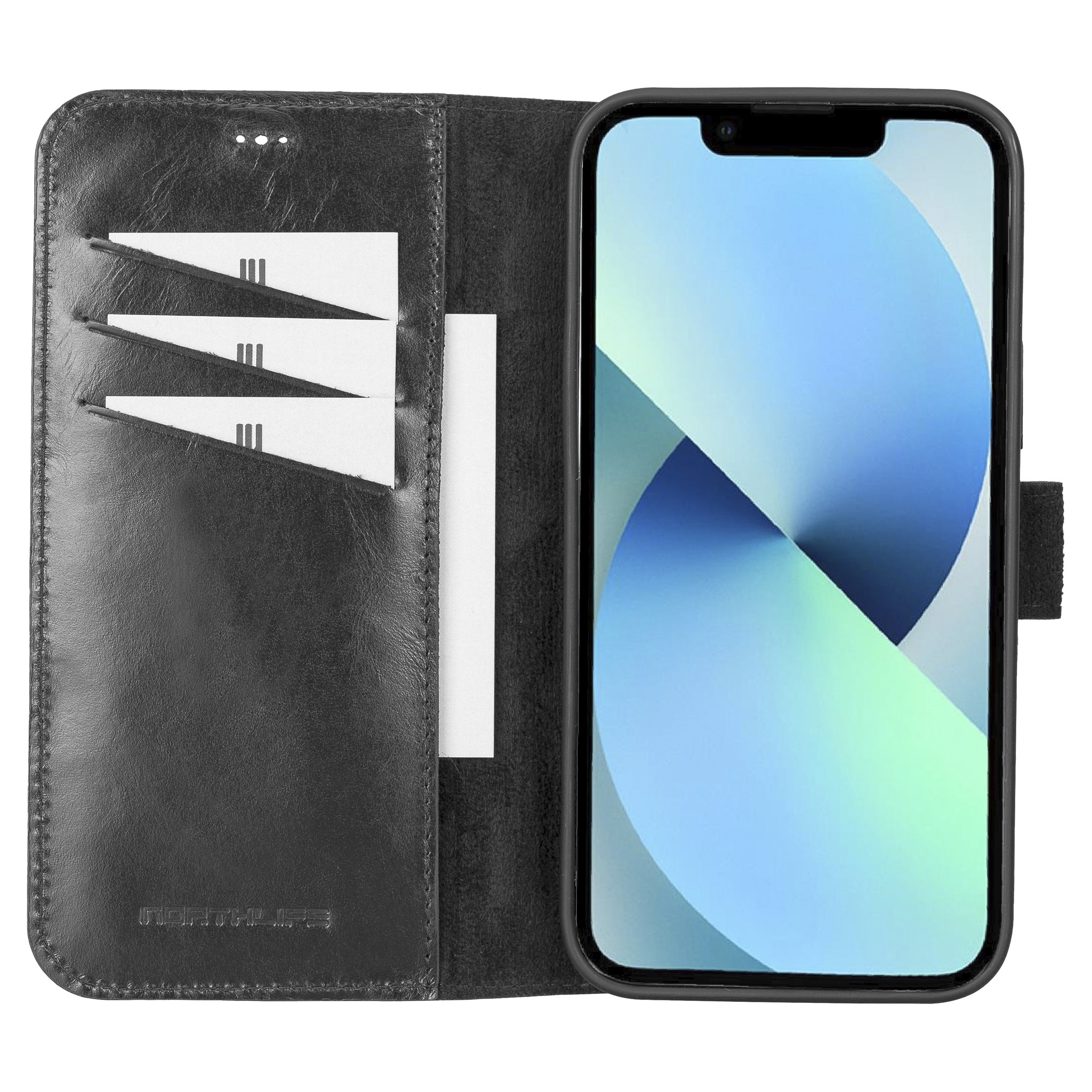 iPhone 13 Pro Max Burcht Trecht lederen uitneembare 2-in-1 (RFID) bookcase hoes Zwart