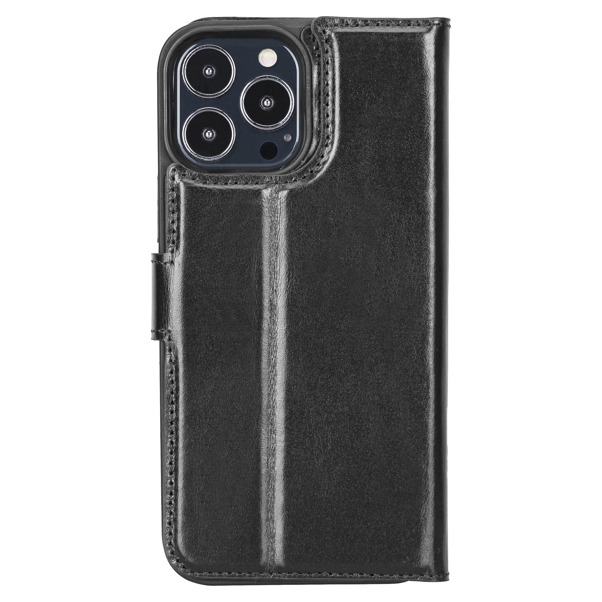 iPhone 13 Pro Max Burcht Trecht lederen uitneembare 2-in-1 (RFID) bookcase hoes Zwart