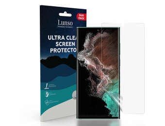 Lunso - Duo Pack (2 stuks) Beschermfolie - Full Cover Screen Protector - Samsung Galaxy S22 Ultra