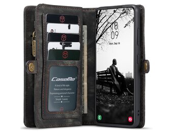 Caseme - Vintage 2 in 1 portemonnee hoes - Samsung Galaxy S22 Plus - Zwart