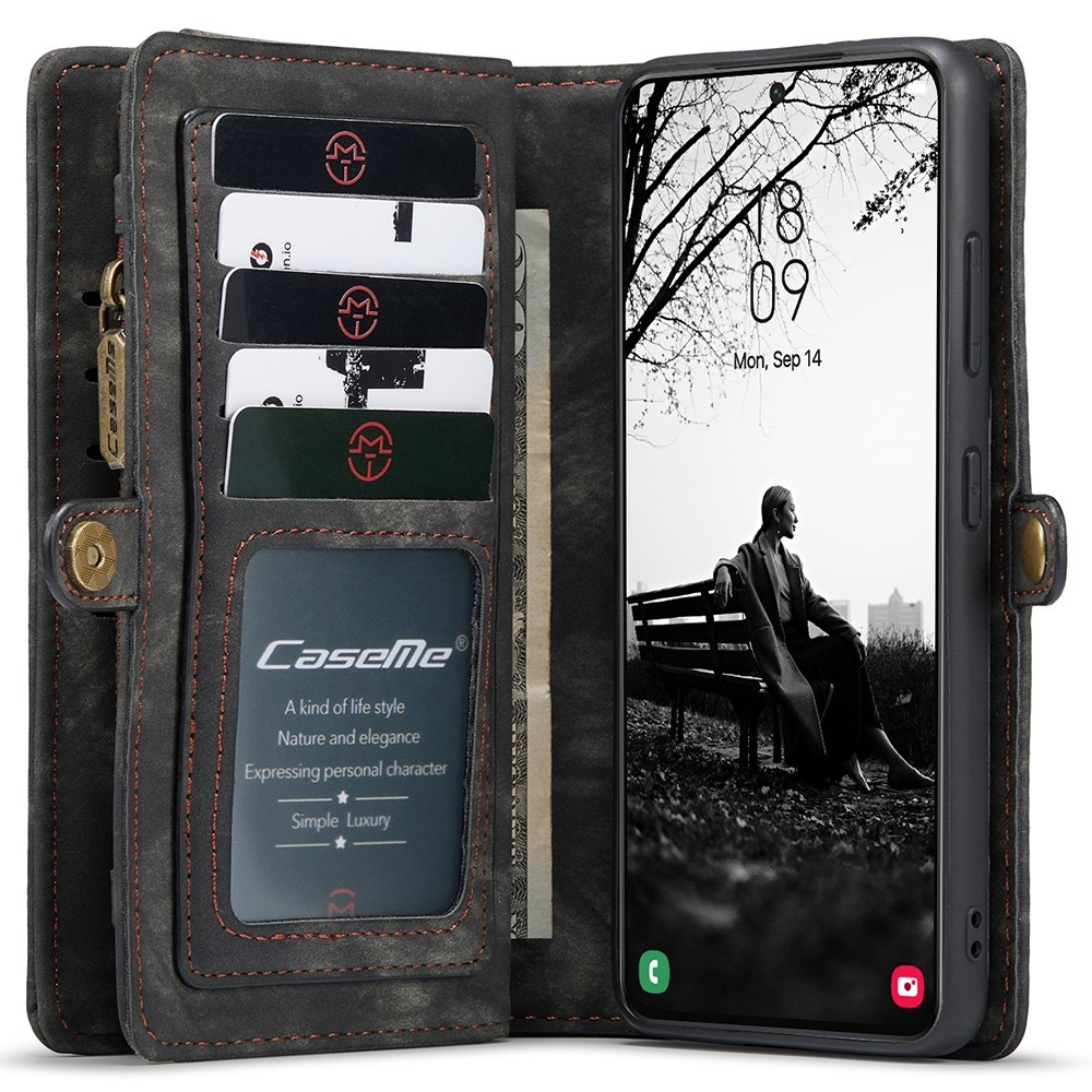 Samsung Galaxy S22 Plus Vintage 2 in 1 portemonnee hoes Zwart