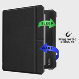 Kobo Libra 2 (7 inch) Vegan saffiano leren sleepcover hoes Zwart