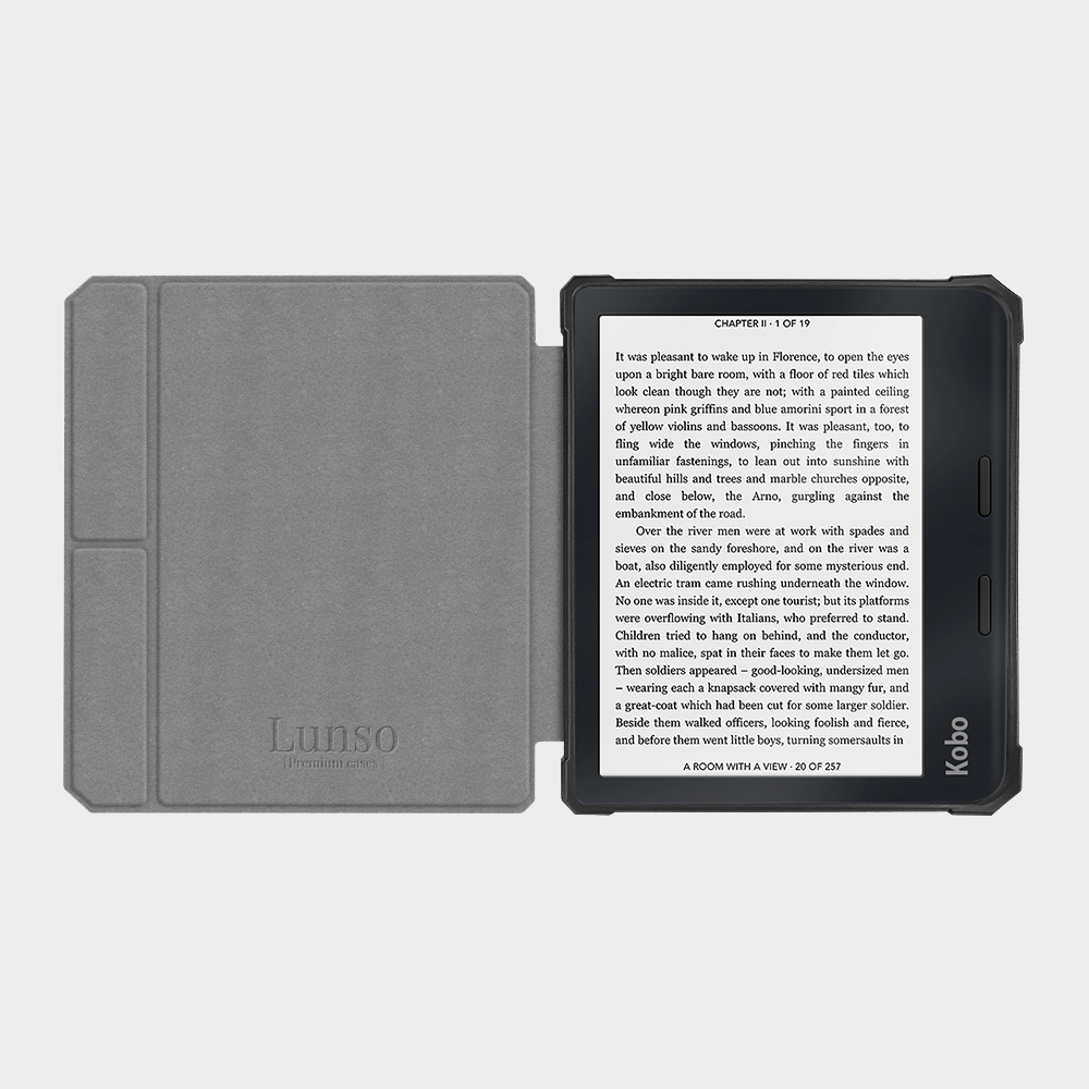 Kobo Libra 2 (7 inch) Vegan saffiano leren sleepcover hoes Marble Shire