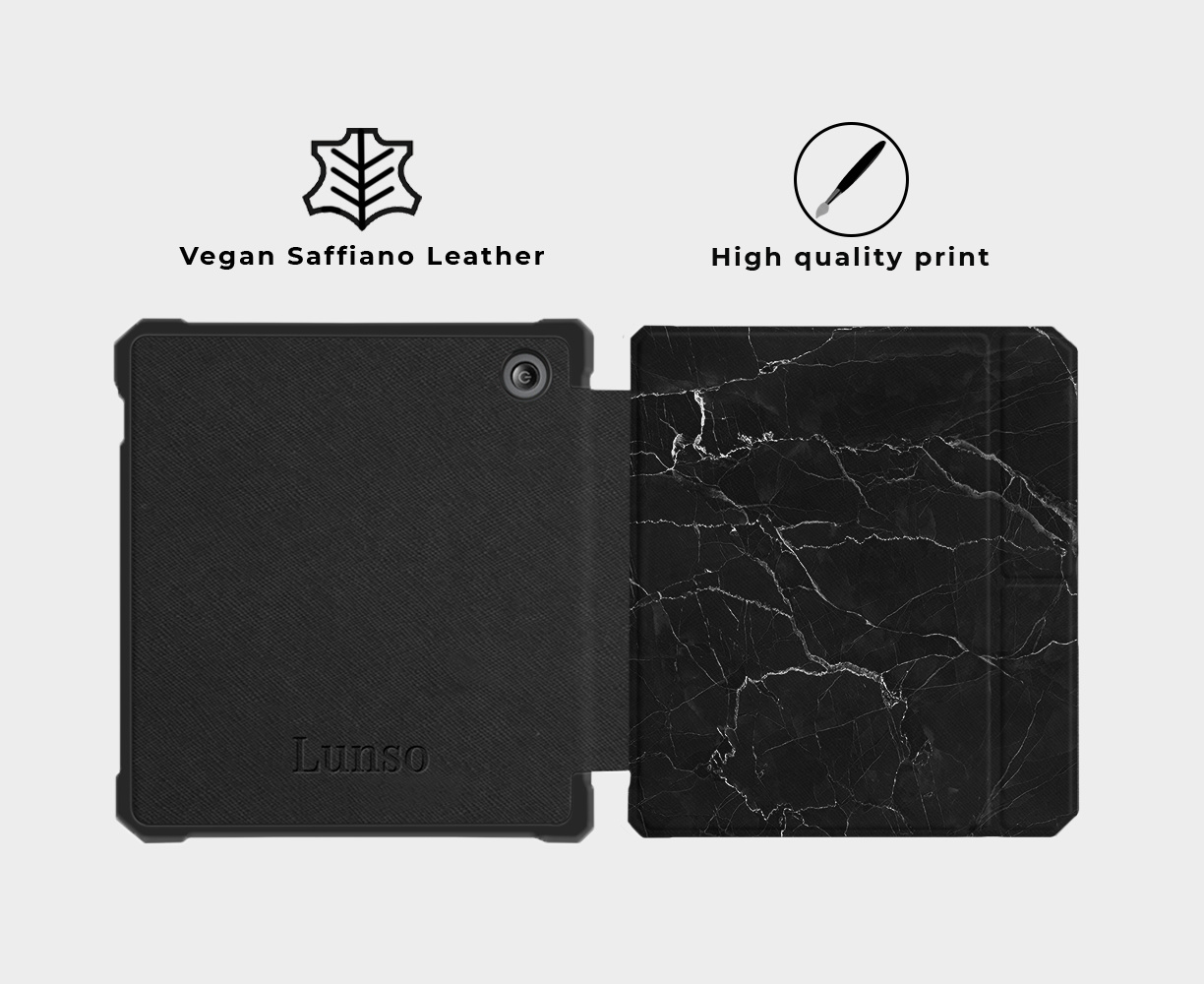 Kobo Libra 2 (7 inch) Vegan saffiano leren sleepcover hoes Marble Shire