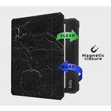 Kobo Libra 2 (7 inch) Vegan saffiano leren sleepcover hoes Marble Shire